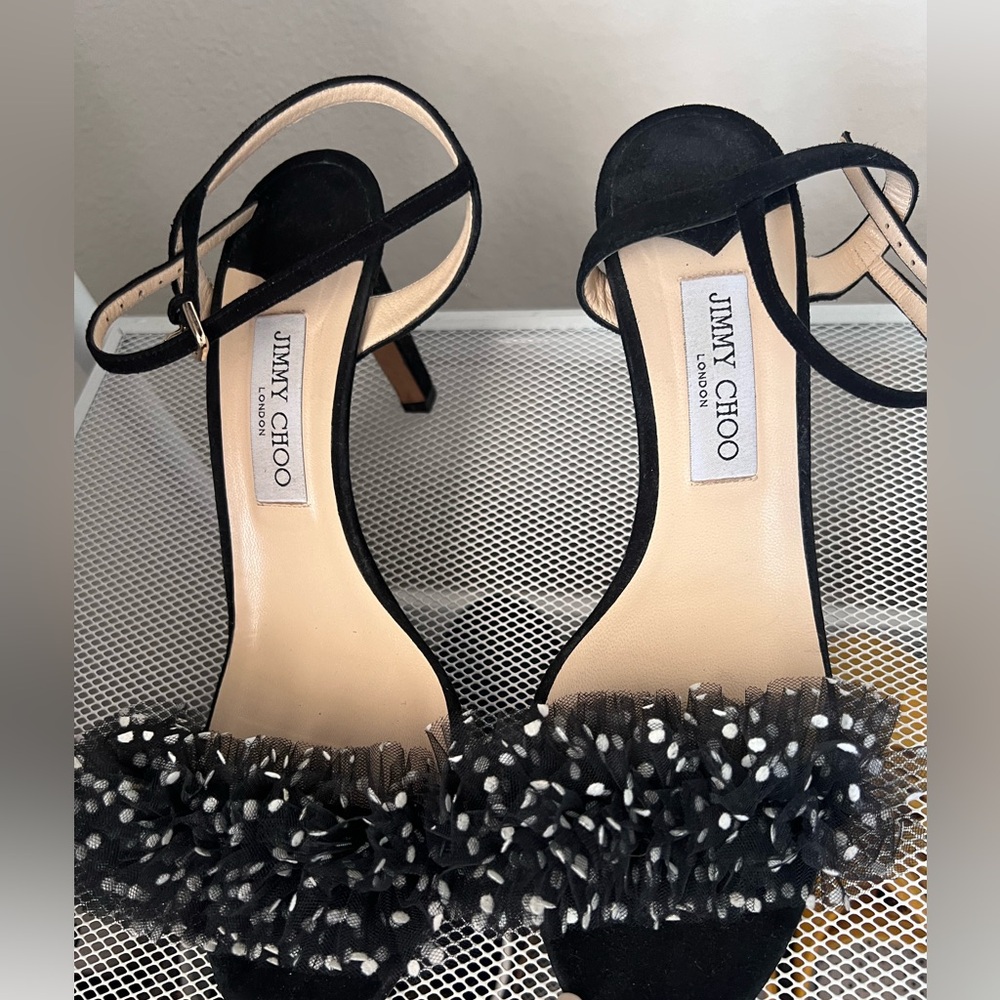Jimmy Choo Black Heels with Textured Strap